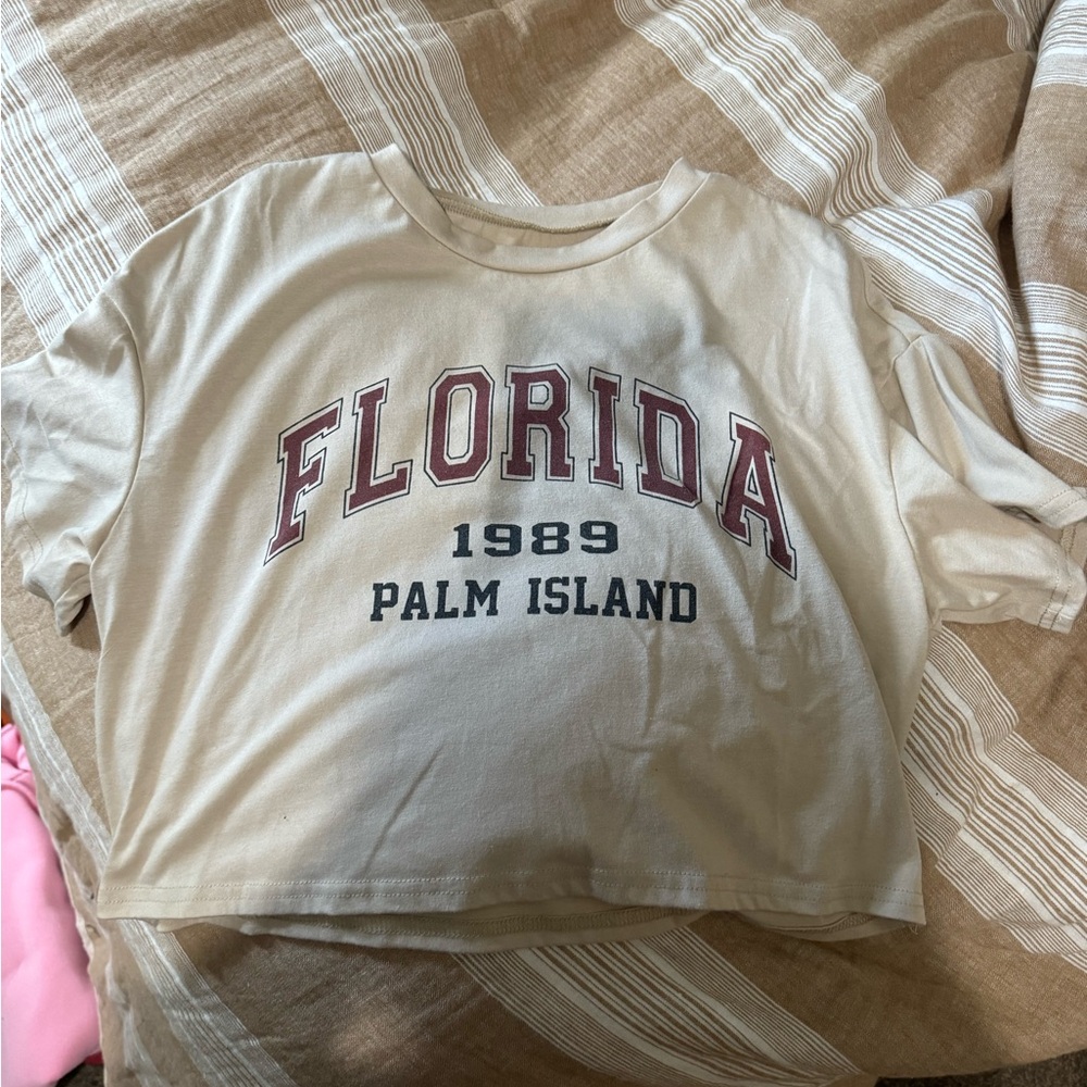 SHEIN Tan Collegiate Crop Top Sporty Style